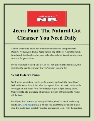 Jeera Pani The Natural Gut Cleanser You Need Daily