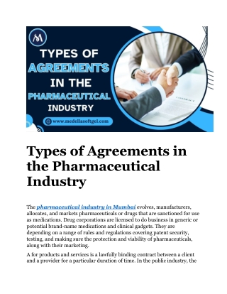 Types of Agreements in the Pharmaceutical Industry
