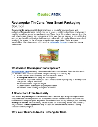 Rectangular Tin Cans: Your Smart Packaging Solution