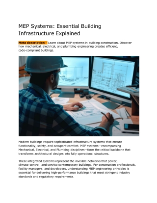 MEP Systems - Essential Building Infrastructure Explained