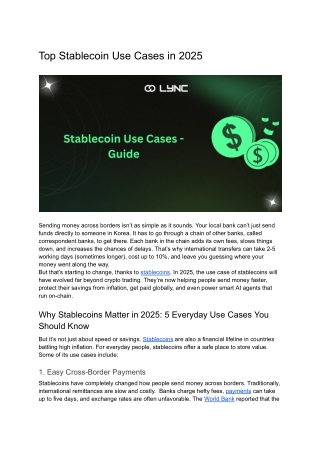 Exploring the Top Uses of Stablecoins in 2025
