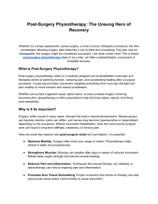 Post-Surgery Physiotherapy