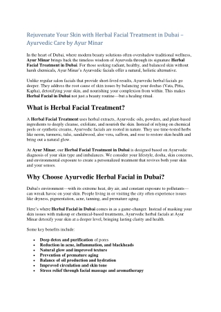 Herbal Facial Treatment in Dubai