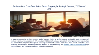 Business Plan Consultant Asia