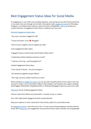 Best Engagement Status Ideas for Social Media