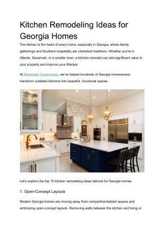 Kitchen Remodeling Ideas for Georgia Homes