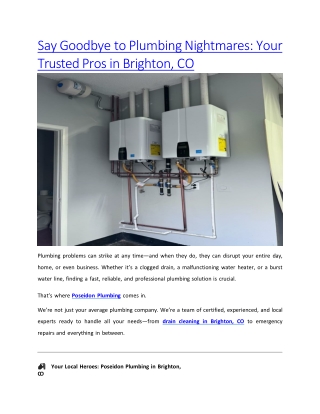 Say Goodbye to Plumbing Nightmaress