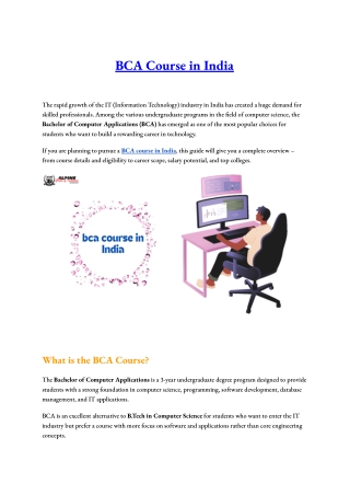 BCA Course in India
