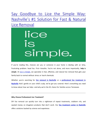 Say Goodbye to Lice the Simple Ways