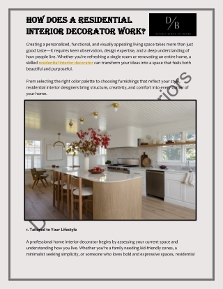 How Does a Residential interior decorator Work?