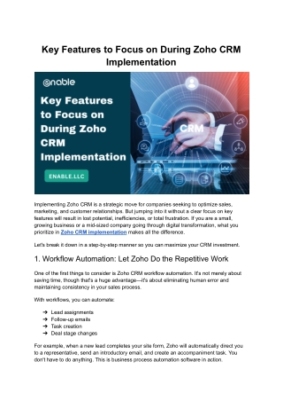 Key Features to Focus on During Zoho CRM Implementation