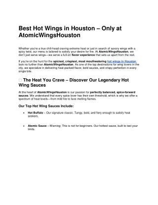 Best Hot Wings in Houston – Spicy Delights at AtomicWingsHouston