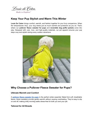 Keep Your Pup Stylish and Warm This Winter