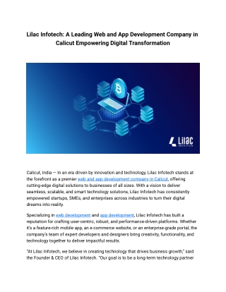 Lilac Infotech_ A Leading Web and App Development Company in Calicut Empowering Digital Transformation