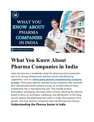 What You Know About Pharma Companies in India