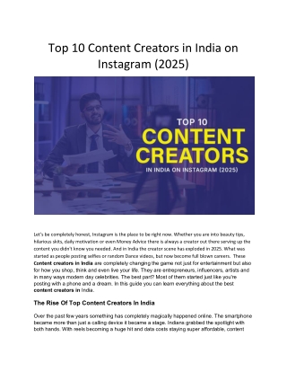 Top 10 Content Creators in India on Instagram (2025)