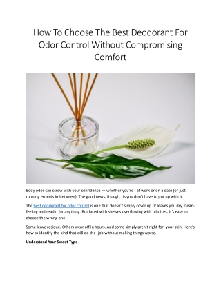 Best deodorant for odor control