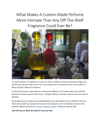 Custom fragrance maker