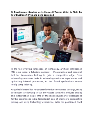 AI Development Services vs In-House AI Teams_ Which is Right for Your Business