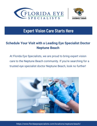 Schedule Your Visit with a Leading Florida Eye Specialists Doctor Neptune Beach