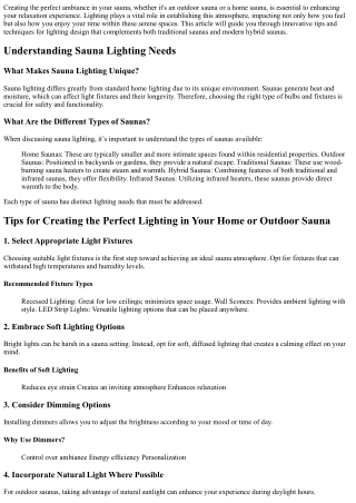 Tips for Creating the Perfect Lighting in Your Home or Outdoor Sauna