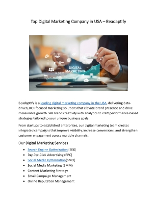 Top Digital Marketing Company in USA – Beadaptify