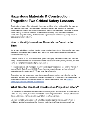 Hazardous Materials & Construction Tragedies_ Two Critical Safety Lessons