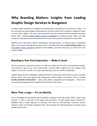 Insights from Leading Graphic Design Services in Bangalore