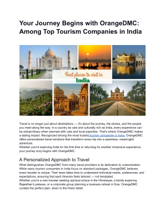 Your Journey Begins with OrangeDMC_ Among Top Tourism Companies in India