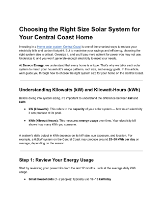 Choosing the Right Size Solar System for Your Central Coast Home