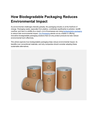 Biodegradable Packaging