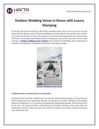 Outdoor Wedding Venue in Devon with Luxury Glamping