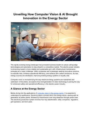 Unveiling How Computer Vision & AI Brought Innovation in the Energy Sector