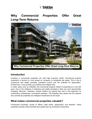 Why Commercial Properties Offer Great Long-Term Returns