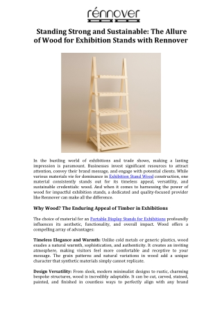 Standing Strong and Sustainable The Allure of Wood for Exhibition Stands with Rennover