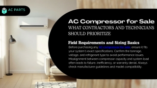 AC Compressor for Sale What Contractors and Technicians Should Prioritize