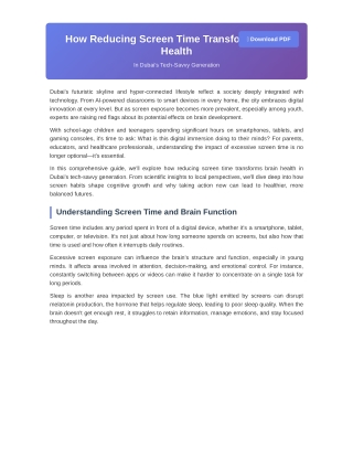 How Reducing Screen Time Transforms Brain Health