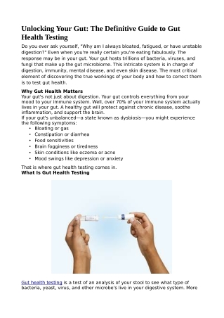 Unlocking Your Gut: The Definitive Guide to Gut Health Testing