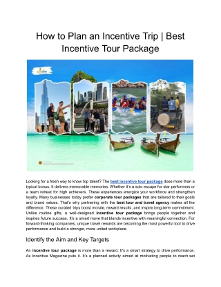 How to Plan an Incentive Trip _ Best Incentive Tour Package