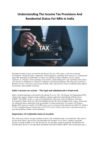 Understanding The Income Tax Provisions And Residential Status For NRIs In India
