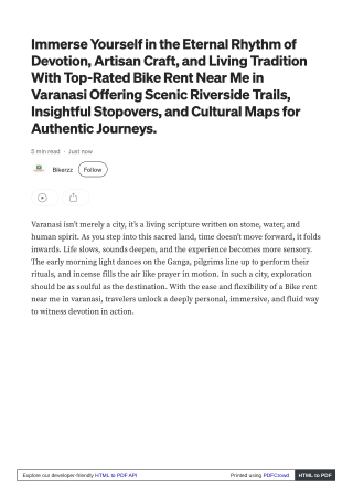 Enjoy Spiritual Travel With Bike rent near me in Varanasi