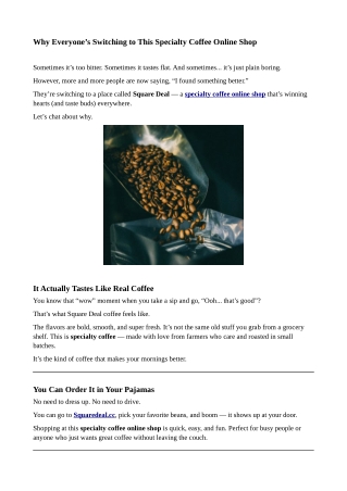 Why Everyone’s Switching to This Specialty Coffee Online Shop