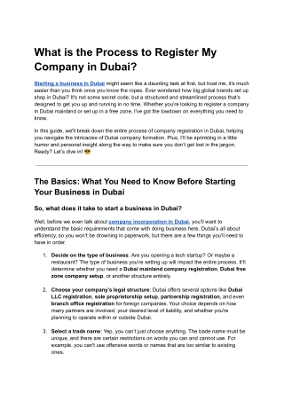 What is the Process to Register My Company in Dubai?