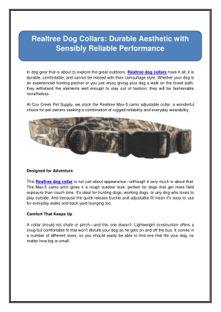 Realtree Dog Collars: Durable Aesthetic with Sensibly Reliable Performance