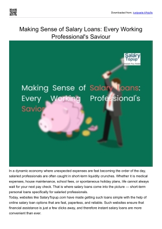 Making sense of Salary Loan