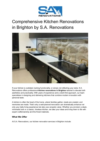 Comprehensive Kitchen Renovations in Brighton by S