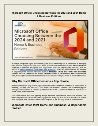 Microsoft Office: Choosing Between the 2024 and 2021 Home & Business Editions