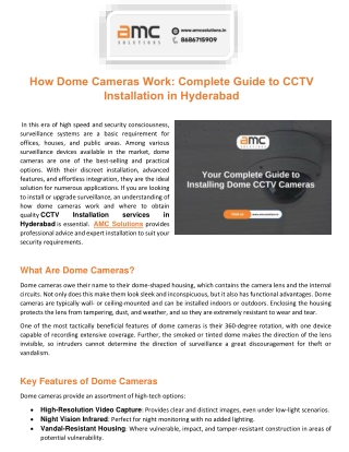 How Dome Cameras Work Complete Guide to CCTV Installation in Hyderabad