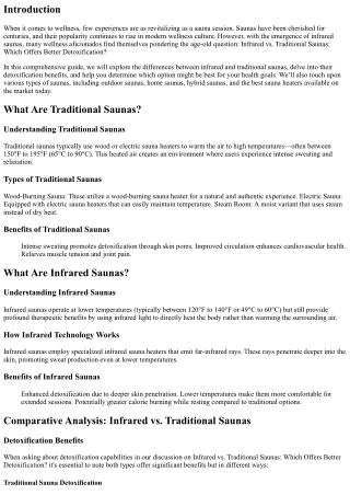 Infrared vs. Traditional Saunas: Which Offers Better Detoxification?