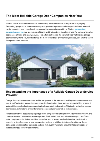 The Most Reliable Garage Door Companies Near You